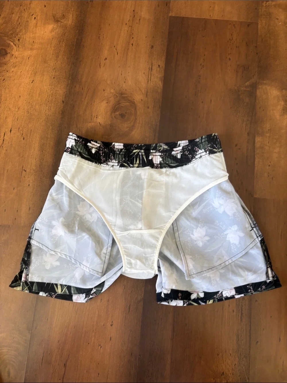 Apollo and Sage Floral Black Drawstring Men’s Swim Trunks